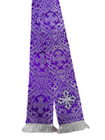 Закладка для Евангелия парча Т, фиолетовая с серебром 12/140