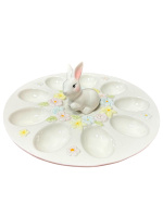 Тарелка подставка под пасхальные яйца керамика (зайченок)