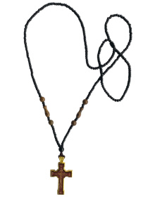 Крестик дерево в металле (бусины)