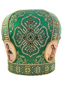 Митра парча Т (зеленый с золотом, иконы холст) 60р