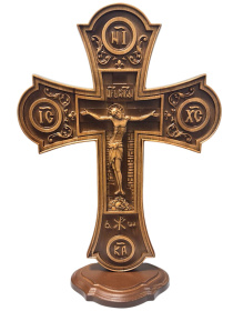 Крест на подставке  напрестольный (фигурный), дерево 28/38 см