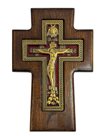 Крест деревянный прямой (красная металлическая вставка) 14/20 см