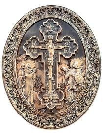 Крест-икона выносной деревянный резной 40/50 см