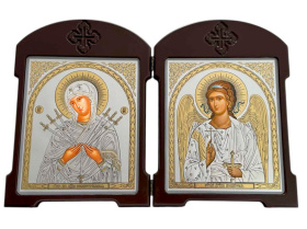 Икона-складень двойник Ангел Хранитель и Семистрельная (мдф) 18/24см