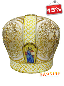 Митра парча, галун Греция  ( белый с золотом) 60 р