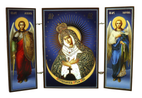 Складень "Остробрамская Б.М" (Арх. Михаил и Гавриил)  ↕8.5см ↔6см  ДСП Литография