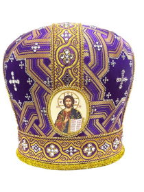 Митра парча  (фиолетовый с золотом) 56р