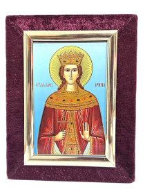 Икона бархат св. вмц. Ирина  9/12 см
