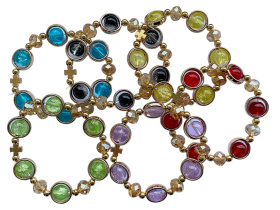 Браслет с крестом и стеклянными бусинами