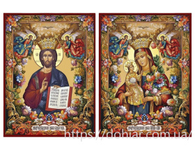 Пара с иконой Божией Матери "Неувядающий цвет" 15/20 см