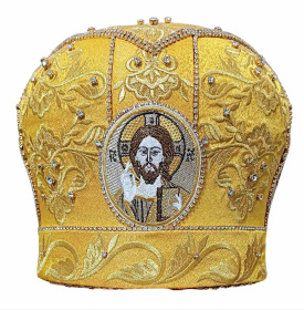 Митра золотистая, парча  (вышивка) 56,5р