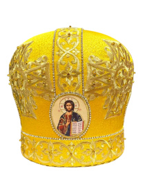 Митра золотистая, парча  (вышивка Крест) 58р