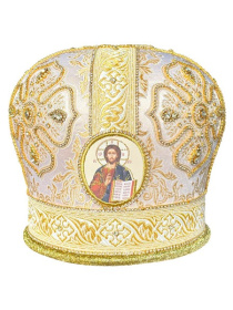 Митра иерейская  парча (белое с золотом) 56р