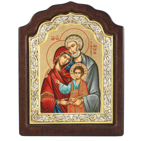 Святое Семейство ↕22см ↔17см МДФ Шелкография Серебро Позолота Сусальное золото