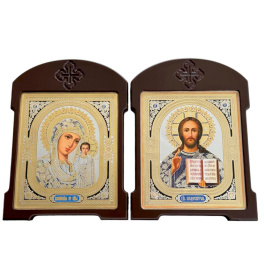 Икона-складень двойник Вседержитель Казанская (мдф) 18/24см
