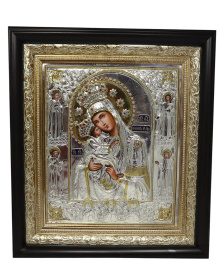 Икона Почаевская писаная в ризе с коронами 30/35 см