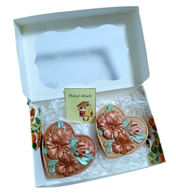 Мыло ручной работы набор "Сердечко с фиалкой" 2шт