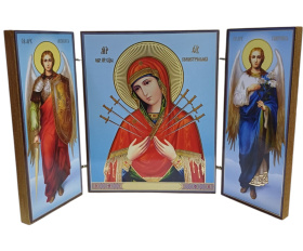 Складень "Семистрельная Б.М" (Арх. Михаил и Гавриил)  ↕8.5см ↔6см  ДСП Литография