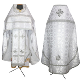 Фелонь русская парча Т (белая с серебром) 48-50/155