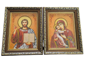 Пара Вседержитель и Владимирская (янтарь) 30/38 см