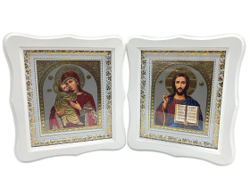  Пара СПАСИТЕЛЬ И ВЛАДИМИРСКАЯ БОЖЬЯ МАТЕРЬ (фигурная) 25/28