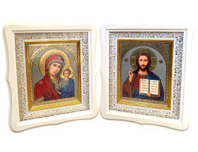  Пара СПАСИТЕЛЬ И КАЗАНСКАЯ БОЖЬЯ МАТЕРЬ (фигурная) 25/28
