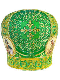 Митра парча (зеленый с золотом, иконы холст) 58р