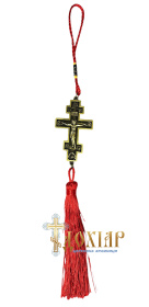 Подвеска крест, метал с кисточкой (золото)