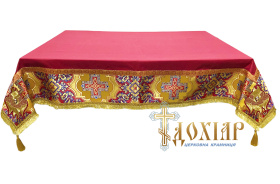 Скатерть комбинированная парча Г+габардин (красное золото) 160/160см