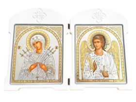 Икона-складень двойник Ангел Хранитель и Семистрельная (мдф) 18/24см