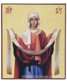 Покров икона Божией Матери 12/16 см