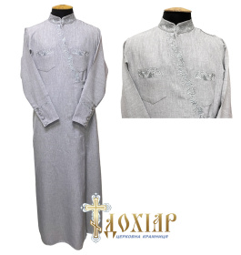 Подрясник лен-габардин (серая вышивка, виноград) 48р.