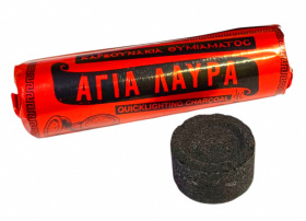 УГОЛЬ КАДИЛЬНЫЙ ф20мм/6таб. ΑΓΙΑ ΛΑΥΡΑ  БЫСТРОГО РОЗЖИГА Греция 