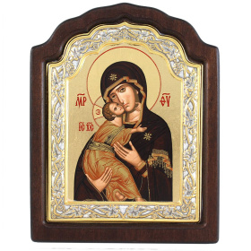 ВладимирскаяБ,М,↕33см ↔25см МДФ Шелкография Серебро Позолота Сусальное золото