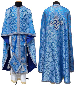 Облачение греческого покроя парча Т (голубое серебро) 50/145
