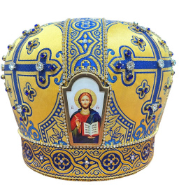 Митра парча  (желто-синяя) 56,5р