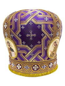 Митра парча  (фиолетовый с золотом) 58р