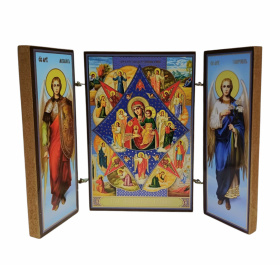 Складень "Неопалимая Купина" (Арх. Михаил и Гавриил)  ↕8.5см ↔6см  ДСП Литография