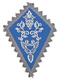 Плат под крест, виноград вышивка, голубой+серебро 30/42