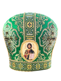 Митра парча Т (зеленый с золотом, иконы холст) 58р