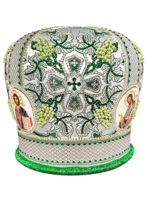 Митра парча Греция (зеленый с серебром) 60 р