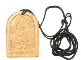 Нательная иконка (кожа, тиснение)  в асс.