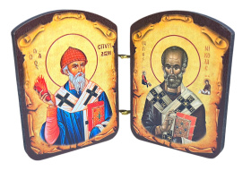 Икона-складень двойник Николай и Спиридон 5/7 см