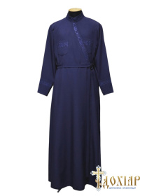 Подрясник (вышивка крест) костюмная ткань, синий 50р