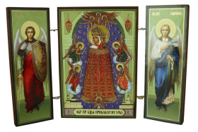 Складень "Прибавление ума" (Арх. Михаил и Гавриил)  ↕8.5см ↔6см  ДСП Литография