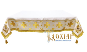 Скатерть комбинированная парча Г+атлас (белое золото) 160/160см