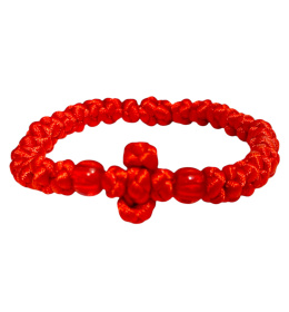 Браслет узелки плетеный (красный)