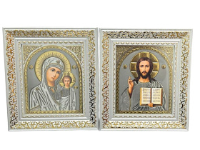 Вседержитель Казанская  белая рамка (багет) 22/25 см