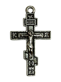Крестик НАТЕЛЬНЫЙ  (прямой, серебристый) 1/2,5 см
