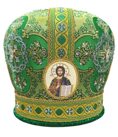 Митра парча Т (зеленый с золотом, иконы холст) 59,5р